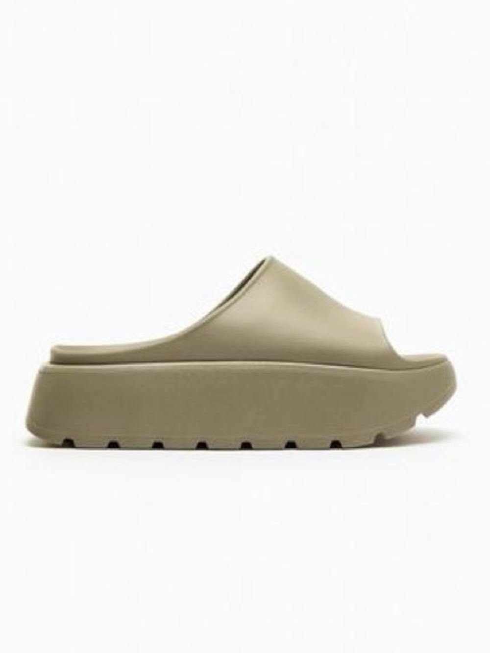 Zara Rubberized Sport Sandals Slides Khaki Green 38